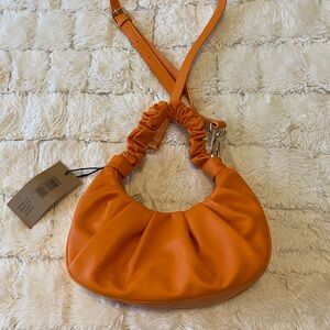 Orange Ruched Shoulder Bag